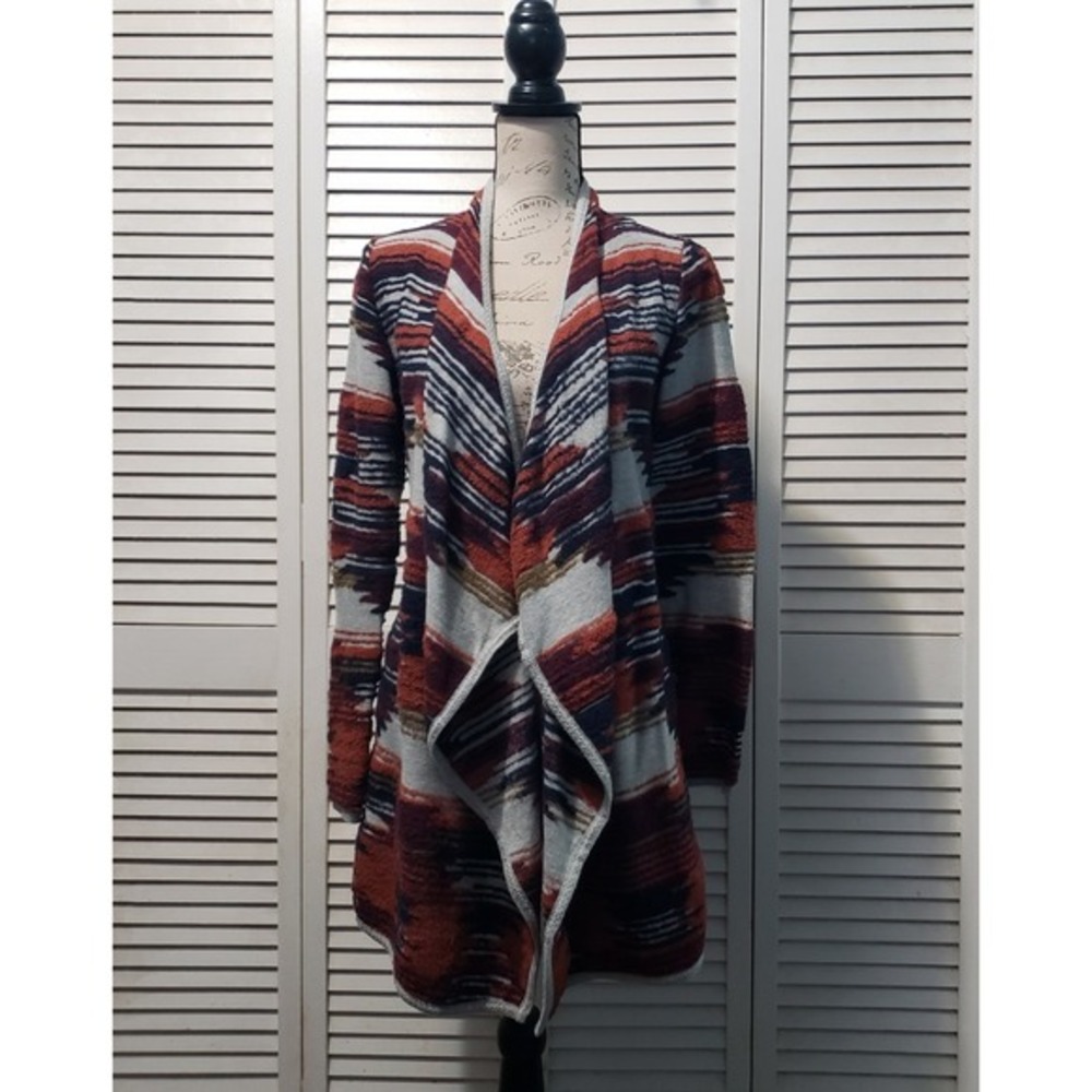 Lucky Brand Southwestern Aztec Draped Cardigan Women's Small Knit Open Front